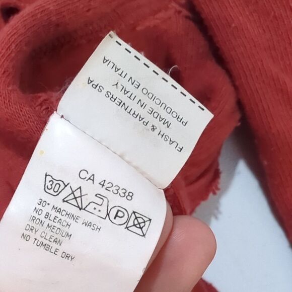 Ra-Ra Rag Recycle Rag Restyle Top Unisex XL Red Long Sleeve Tee - Picture 8 of 10